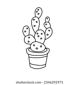 Succulent in pod. Doodle cactus home plant coloring page design element