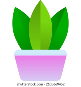 Succulent in pot icon. Vector green flower potted. Isolated house or office plant on white background. Trendy home decor