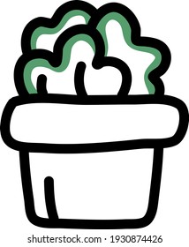 Succulent in a pot, illustration, vector on white background.