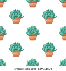 Succulent in pot plant vector illustration seamless pattern