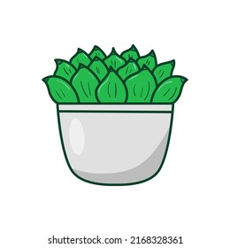 Suculento con la ilustración vectorial de la cacerola en el estilo dibujado a mano aislado en el fondo blanco