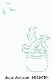 Succulent in a pot vector sketch, logo, icon, postcard.