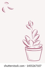Succulent in a pot vector sketch, logo, icon, postcard.