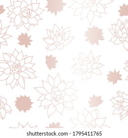 Succulent rose gradient vector seamless pattern	