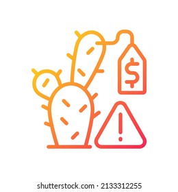 Succulent smuggling gradient linear vector icon. Rare plants trafficking. Environmental crime. Endangered species. Thin line color symbol. Modern style pictogram. Vector isolated outline drawing