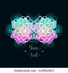 The succulent stylized is drawn by one line. Bright and contrasting illustration. Vector illustration. Printing for textile and industrial purposes.