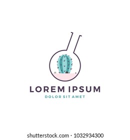 succulent terrarium lab logo icon cactus glass interior flower plant vector