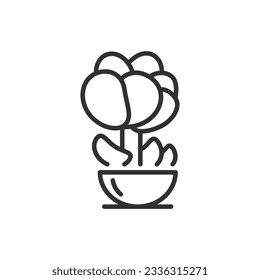 Succulent tree, linear icon. Line with editable stroke