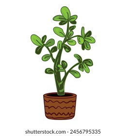 Succulent tree plant pot icon cartoon vector. Blossom jungle. Window office garden