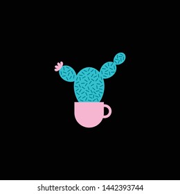 Succulent vector illustration on black background