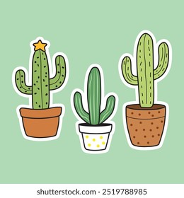 Succulent Vector Sticker Set. Cute and Minimalist Plant Stickers