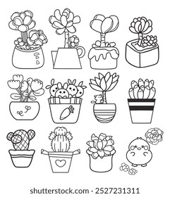 Succulents in 12 style is good graphic resource. 