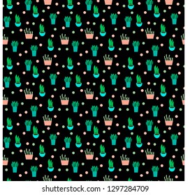 
succulents and cacti seamless pattern