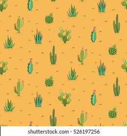 Succulents and cactus seamless pattern