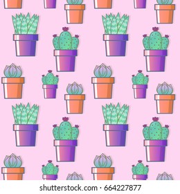 Succulents seamless pattern