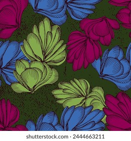 Suculentos Patrón sin fisuras con flores tropicales abstractas, hojas y Formas. Diseño de flores de selva de verano. Ideal para tela, textil, papel de embalaje, Fondo de pantalla. textura del Vector