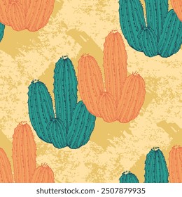 Succulents Seamless pattern with abstract tropical flowers, leaves and shapes. Summer jungle florals design. Great for fabric, textile, wrapping paper, wallpaper. Vector texture