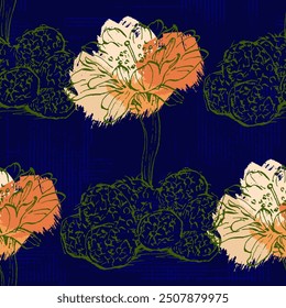Succulents Seamless pattern with abstract tropical flowers, leaves and shapes. Summer jungle florals design. Great for fabric, textile, wrapping paper, wallpaper. Vector texture