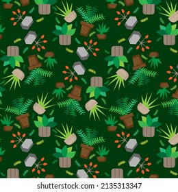 Succulents seamless pattern with cactus and more type of shapes leafs great for fabric, scrapbooking, surface design