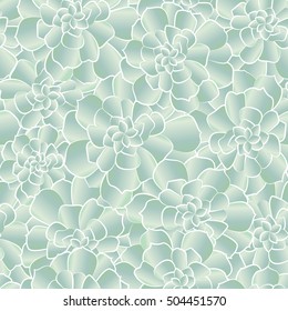 Succulents Seamless Pattern in Mint Green