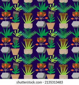 Succulents seamless pattern with more types and shapes great for fabric, scrapbooking, surface design