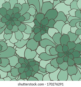 Succulents seamless pattern. Vector illustration.