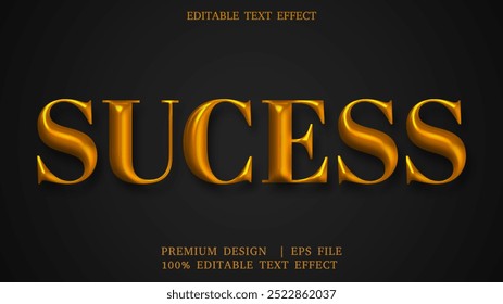 Sucess gold text effect balloon word on a plain black background