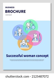 Sucessful woman brochure.Professions templates.Minimal brochure layout and modern report flyers poster template