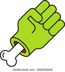 Ese brazo puede utilizarse como elemento para el patrón de horror en Halloween o para otro conjunto de ilustraciones de monstruo