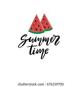 Such delicious watermelons. Colorful vector. Hand drawn letters