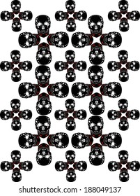 such as floral motifs on a white background plus or lined up like skulls and crosses and Vector print pattern