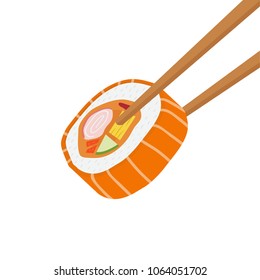 Suchi and chopsticks cartoon vector. free space for text. wallpaper. background