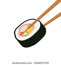 Suchi and chopsticks cartoon vector. free space for text. wallpaper. background