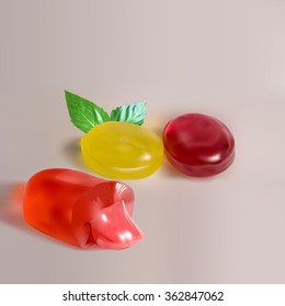 sucking candy icon, vector object isolated, transparent sucking a lollipop
Vitamin candy cough sweet in the wrapper stuffed with mint, liquid filling,