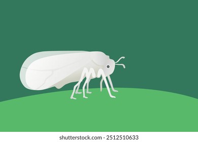 sucking insect bemisia tabaci with green leaf background suitable for pest and disease illustration and integrated pest management