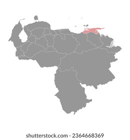 Sucre state map, administrative division of Venezuela.