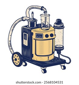 Suction apparatus illustration in vintage style