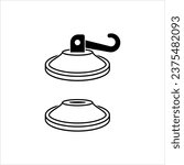 Suction Cup Icon, Rubber Silicone Sucker Device Used To Adhere On Nonporous Surfaces Vector Art Illustration