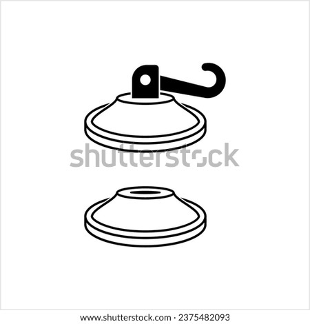 Suction Cup Icon, Rubber Silicone Sucker Device Used To Adhere On Nonporous Surfaces Vector Art Illustration Foto d'archivio © 