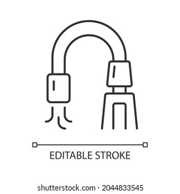 Suction device linear icon. Medical equipment. Removing liquid obstructions from patient mouth. Thin line customizable illustration. Contour symbol. Vector isolated outline drawing. Editable stroke