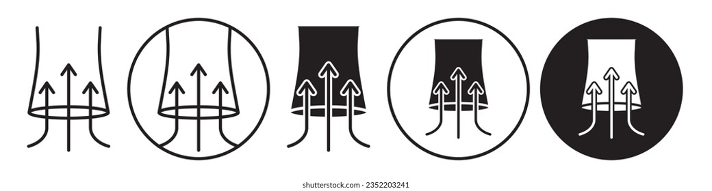 Icono de función. Conjunto plano de tubo o tubo aspirador de aire caliente o frío. Símbolo vector del viento de admisión de la bomba de vacío. Signo de contorno de la herramienta de succión de aire fresco o conducto para limpiar una casa