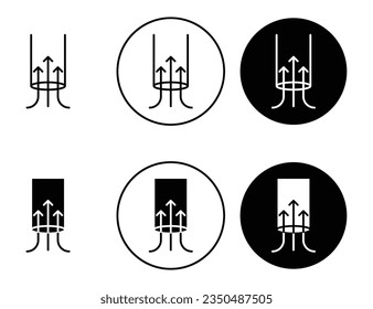 Suction icon set. vacuum cleaner air suction with arrows vector symbol in black filled and outlined style.