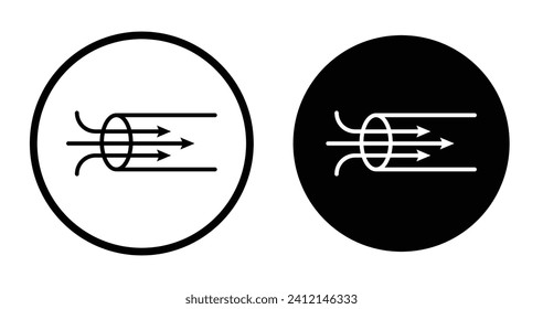 Suction process icon set. Vaccum air suction vector symbol in a black filled and outlined style. Powerful air suction process sign.