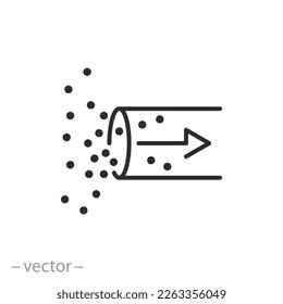 suction process icon, vacuum suck, sucking hose, thin line symbol on white background - editable stroke vector illustration