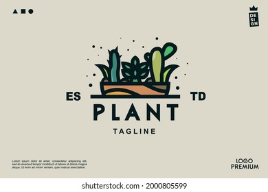 suculents green plant modern logo for brand and company