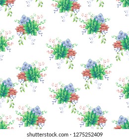 Sucullent pattern design. Trendy flower gradients. Vector cactus illustration.