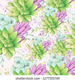 Sucullent pattern design. Trendy flower gradients. Vector cactus illustration.