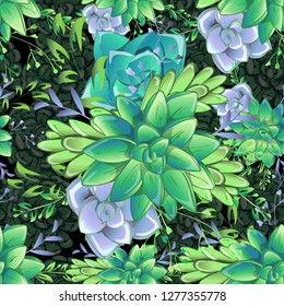 Sucullent pattern design. Trendy flower gradients. Vector cactus illustration.