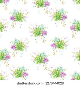 Sucullent pattern design. Trendy flower gradients. Vector cactus illustration.