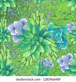 Sucullent pattern design. Trendy flower gradients. Vector cactus illustration.